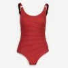 DKNY Red Pleated Front Swimsuit 1 DKNY Red Pleated Front Swimsuit -Women's Holiday Shop 51237561 large wl 01