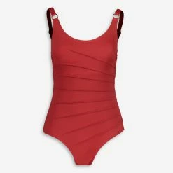 DKNY Red Pleated Front Swimsuit