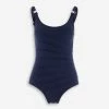 DKNY Navy Pleated Front Swimsuit -Women's Holiday Shop 51237584 large wl 01