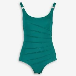 DKNY Green Pleat Front Swimsuit