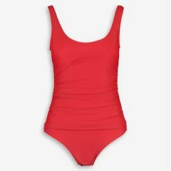 DKNY Red Side Mesh Ruched Swimsuit