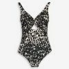 DKNY Cream & Black Animal Patterned Swimsuit