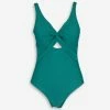 DKNY Teal Green Twist Front Swimsuit