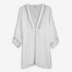 Raviya White Crochet Trim Cover Up