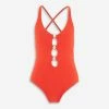 Michael Kors Red Seersucker Swimsuit