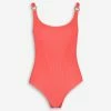 Michael Kors Orange Textured Knit Swimsuit