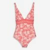 Michael Kors Orange & White Palm Leaf Swimsuit