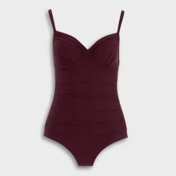 Seekers Deep Red Ruched Swimsuit