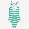Guess Green & White Striped Swimsuit