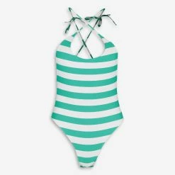 Guess Green & White Striped Swimsuit