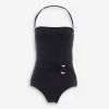 Michael Kors Black Ruched Bandeau Swimsuit 2 Michael Kors Black Ruched Bandeau Swimsuit -Women's Holiday Shop 51261216 large wl 01