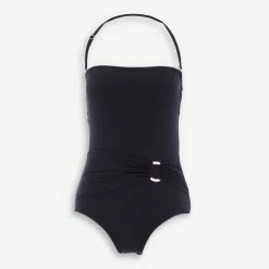 Michael Kors Black Ruched Bandeau Swimsuit