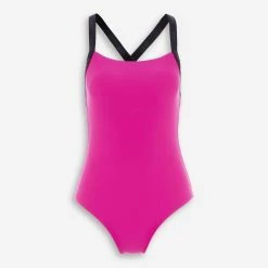 DKNY Pink & Black Logo Strap Swimsuit