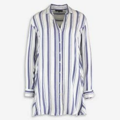Club Z Collection Royal Blue & White Metallic Striped Roll Tab Shirt