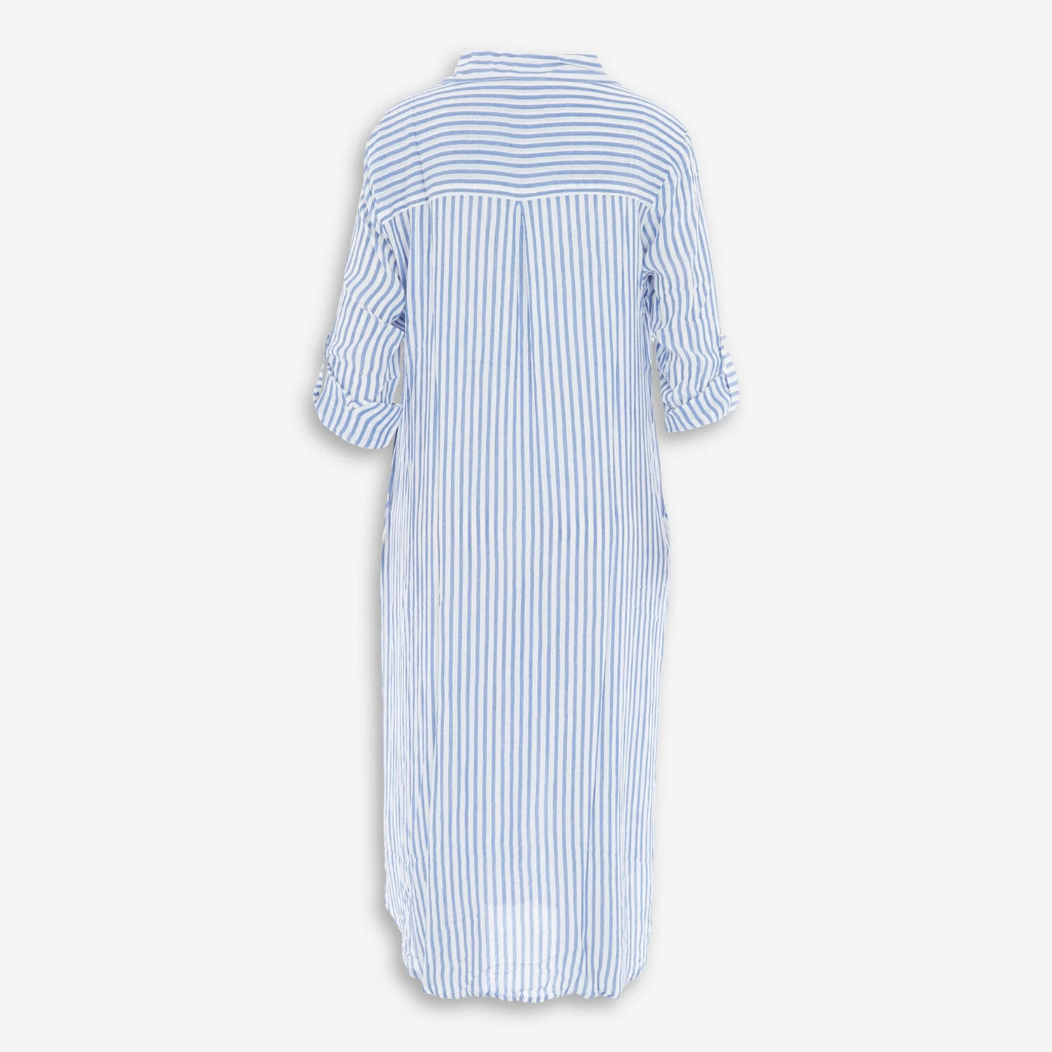 Blue Island Blue & White Striped Roll Tab Shirt Maxi Dress 4 Blue Island Blue & White Striped Roll Tab Shirt Maxi Dress - Image 2