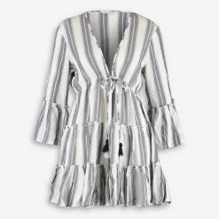 Blue Island White & Navy Striped Beach Dress