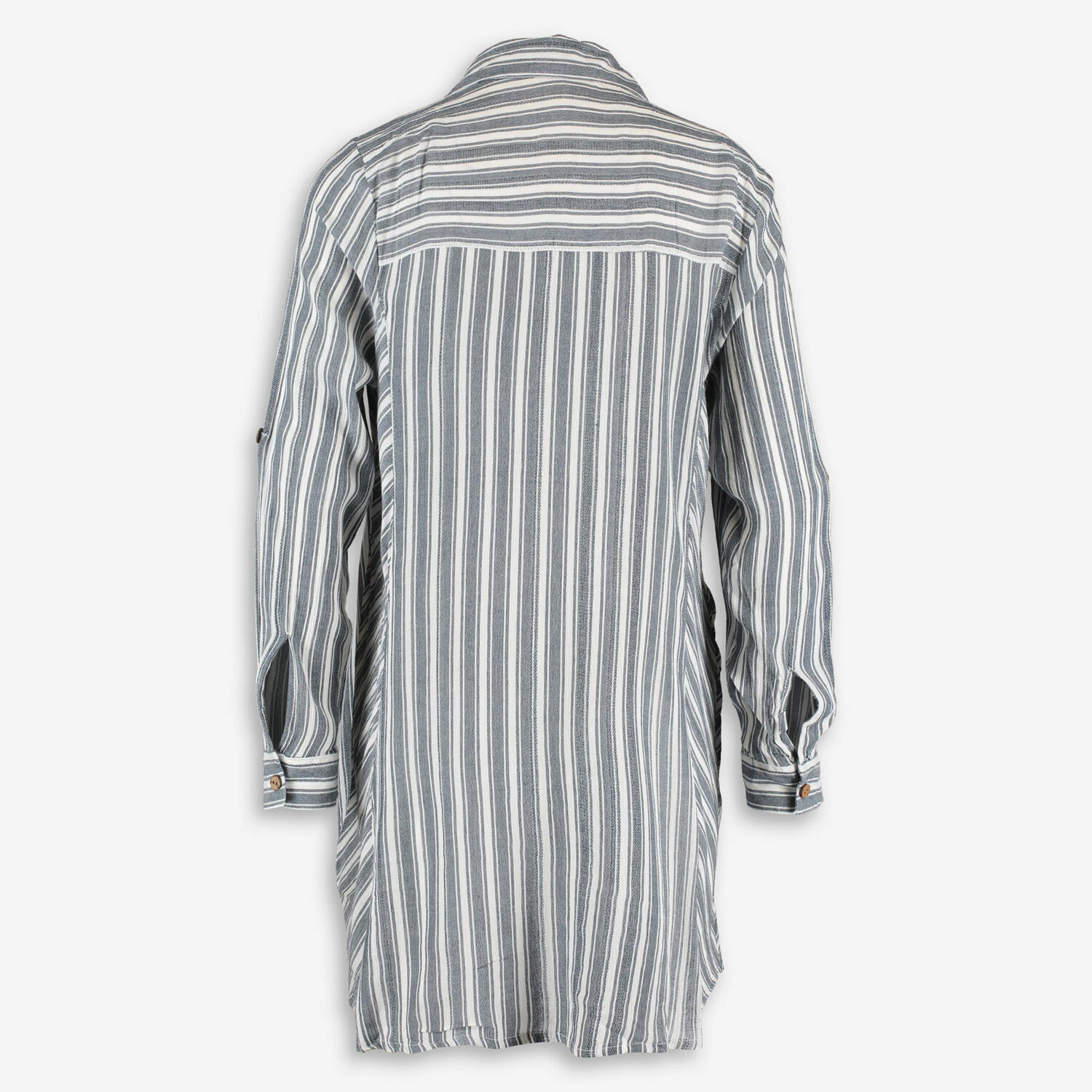 Club Z Collection Blue & White Striped Roll Tab Shirt 4 Club Z Collection Blue & White Striped Roll Tab Shirt - Image 2