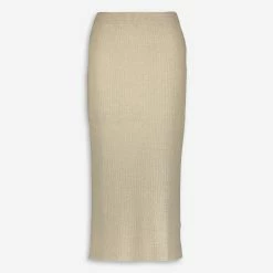 Culture Beige Slit Knitted Skirt